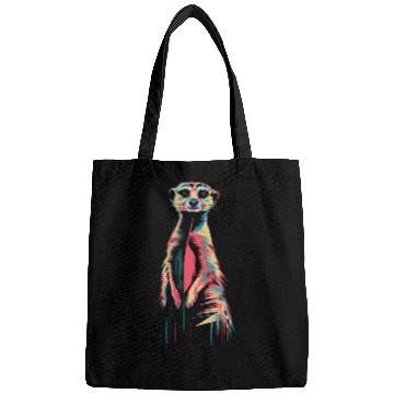Discover Vibrant Meerkat Illustration Neon Colors Bags