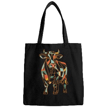 Discover Geometric Farm Animal Graphic Vibrant Cow Bags