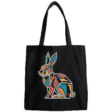 Discover Geometric Farm Animal Graphic Rabbit Vibrant Bags