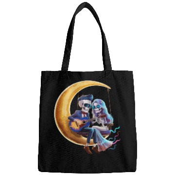 Discover Skeleton Playing Guitar with Girlfriend on Moon Bags