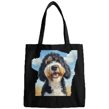 Discover Bernedoodle Field Nature Bernedoodle Watercolor Bags