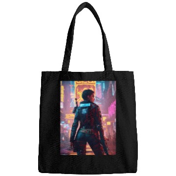 Discover Cyberpunk Warrior: Sentinel of the Neon Streets Bags
