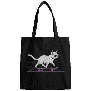 Discover Cat Wearing Sunglasses Riding Skateboard Bags