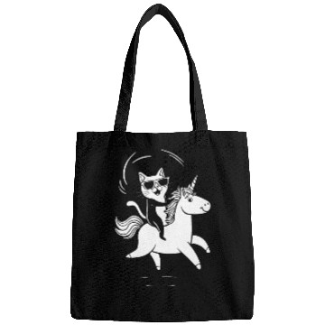 Discover Cat Wearing Sunglasses Riding Unicorn Bags