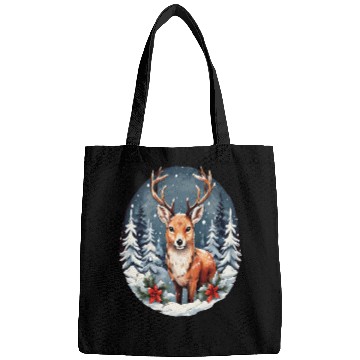 Discover Christmas Deer with Poinsettia and Snow Bags