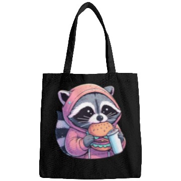 Discover Trash Panda - Raccoon eating fast food Bags