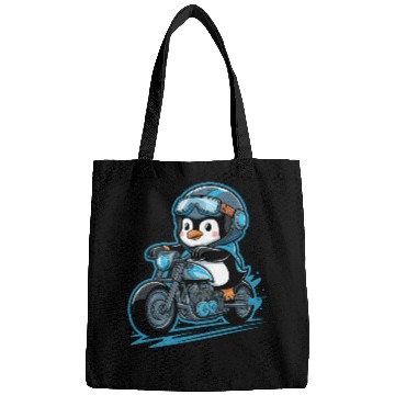 Discover Penguin Riding Motorcycle With Goggles On Bags