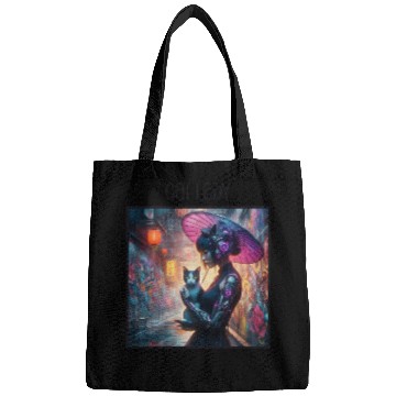 Discover Cat Lady (Cyberpunk) Street Art v2 Bags