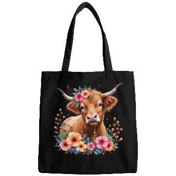 Discover Cute Scottish Highland Cow Floral Bags