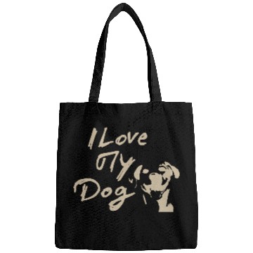 Discover I Love My Dog - Brown Design on Black Bags