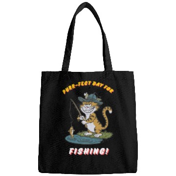 Discover cool fishing cat funny design Bags