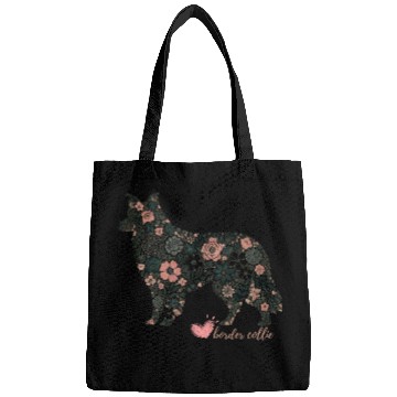 Discover Floral Border Collie Art Bags