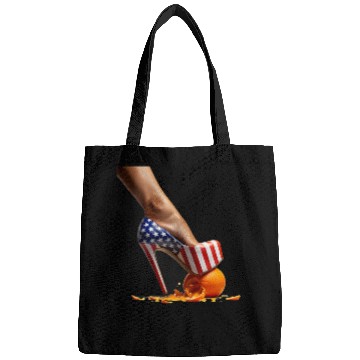 Discover Kamala Heels Stepping On Orange Bags