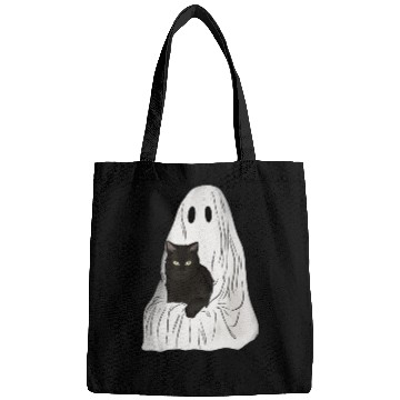 Discover Boo says the Cat! (Ghost holding Cat) Bags