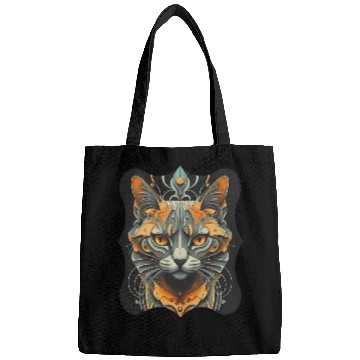 Discover Elegant stylish black and gold cat face Bags