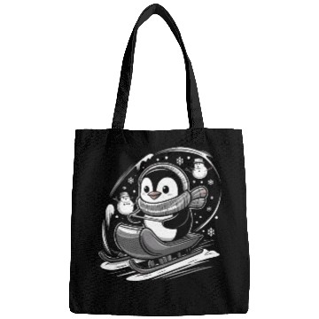 Discover Cute Penguin Sledding With Snowmen Winter Fun Bags