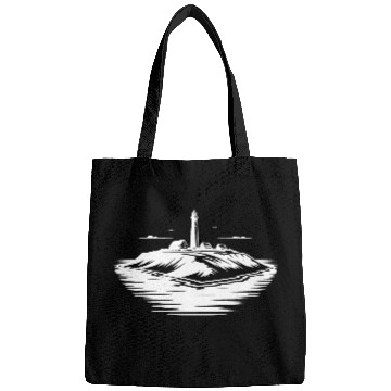 Discover Lonely Island With Lighthouse On The Coast Bags