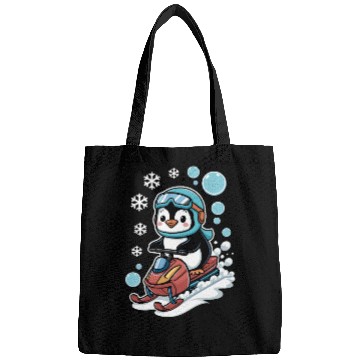 Discover Cute Penguin Riding Snowmobile Winter Fun Bags