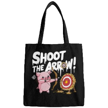 Discover A pink piglet aiming a bow an arrow Bags
