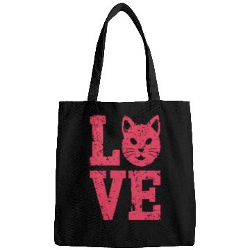 Discover Love funny cat face Bags