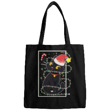 Discover Black Cat Christmas Tree Lights Holiday Cats Lover Bags