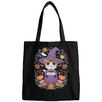 Discover Halloween Cute Witch Cat with Coffee Mug Bags