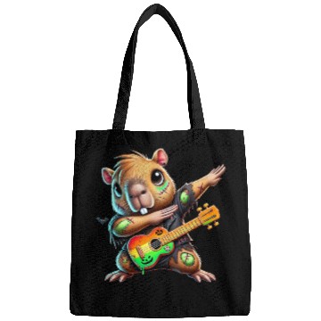 Discover Cute Dabbing Capybara Zombie Squad Guitar Hallowee Bags