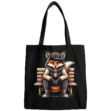 Discover A Cartoon Fox Sitting On A Park Bench Bags