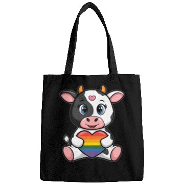 Discover LGTBQ Cow Holding Rainbow Heart Bags