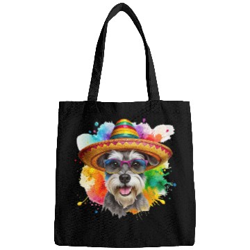 Discover Schnauzer head, dog with glasses Bags