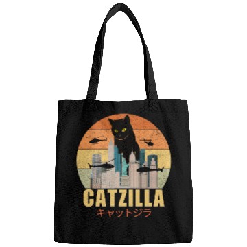 Discover Retro Vintage Catzilla Japanese Cute Cat Lover Bags