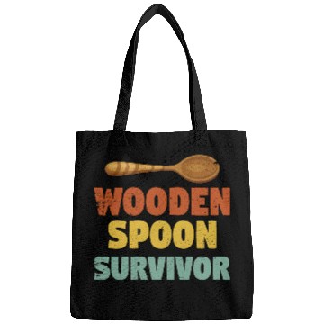 Discover Vintage Funny wooden spoon survivor Bags