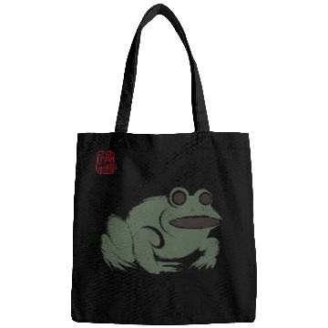 Discover Grumpy Frog Illustration - Funny Animal Art Bags