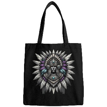 Discover Aztec Warrior Mask with Tribal Art and Ancient Bags