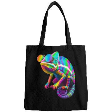 Discover Colorful Chameleon with Sunglasses Bags