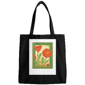 Discover California Poppies illustration poster Bags