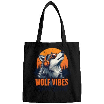 Discover Wolf Vibes Howl Loud Music Lover Design Bags