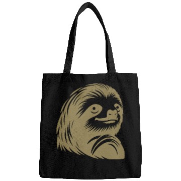 Discover Thoughtful sloth face portrait silhouette Bags