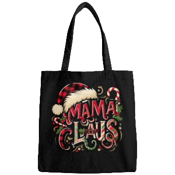 Discover Festive 'Mama Claus' Christmas Bags with Plaid