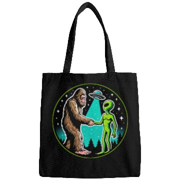 Discover Bigfoot Alien Alliance - Funny Scifi Cryptid Bags