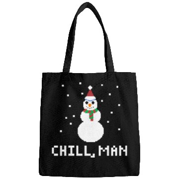 Discover CHILL, MAN FUNNY PIXELATED SNOWMAN CHRISTMAS Bags