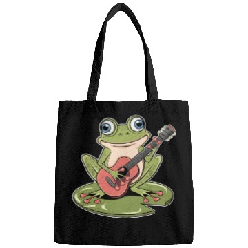 Discover Frog Playing Guitar On Lily Pad Bags