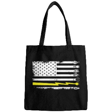Discover Electrician Electrical Engineer Lineman US Flag Bags