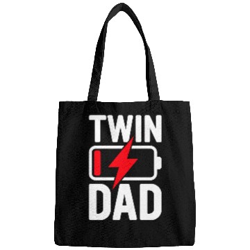 Discover Twin Dad Low Battery Funny Twin Daddy Bags
