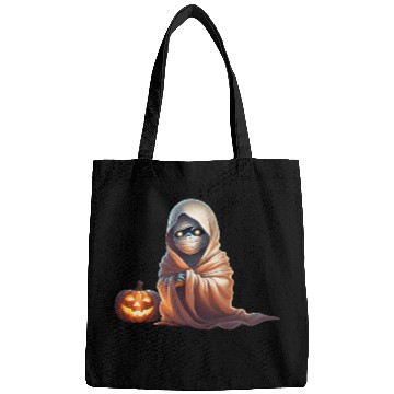 Discover Little Mummy Sitting with Pumpkin Bags