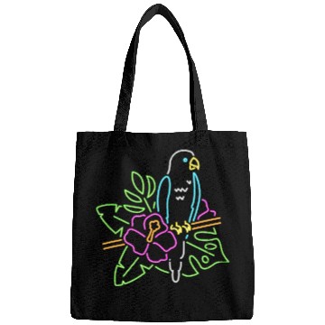 Discover Neon Tropical Parrot with Hibiscus Flower - Colorf Bags