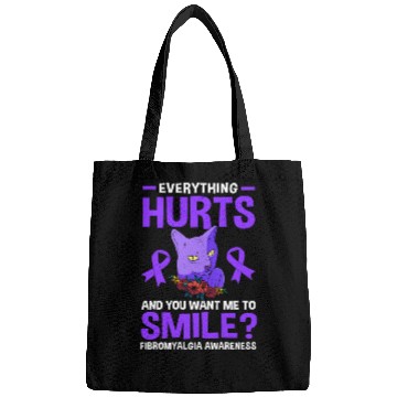Discover Everything Hurts Cat Purple Ribbon Fibro Awareness Bags