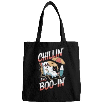 Discover Halloween Ghost and Cat Relaxing Beach Vacation Bags