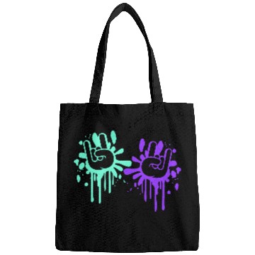 Discover Two heavy metal graffiti horn fingers hand gesture Bags