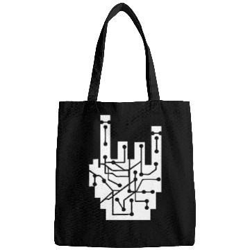 Discover Heavy metal nerd electronic circuits hand gesture Bags